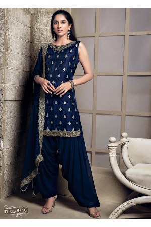 Dark Blue Georgette  Patiyala